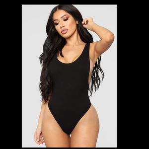 Black Sleeveless Dropside Bodysuit NWT
